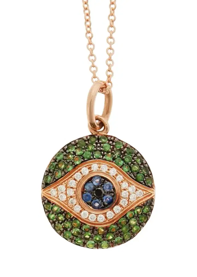 Ileana Makri 18K Pink Gold Dawn Verdant Eye Pendant Necklace