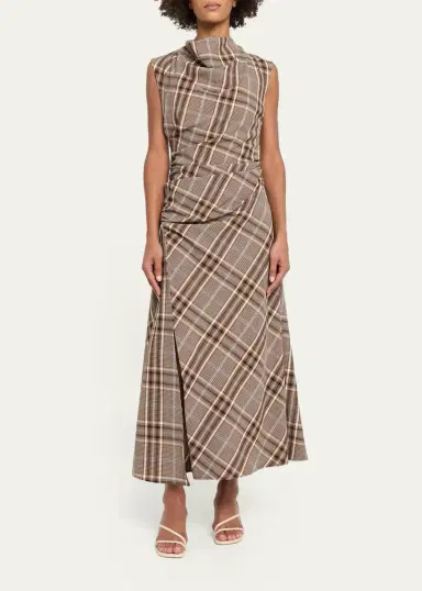Simkhai Burke Plaid Cowl-Neck Maxi Dress | Thumbnail 2