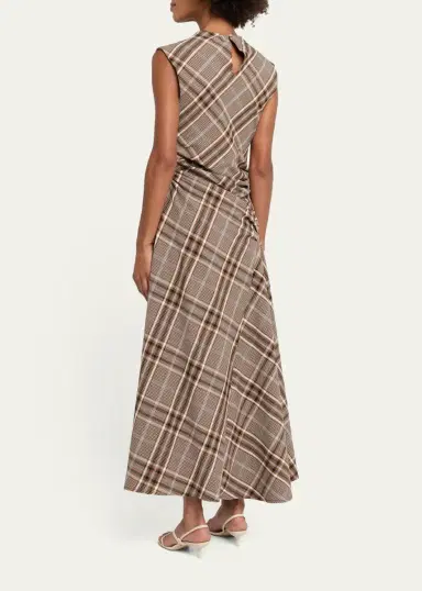 Simkhai Burke Plaid Cowl-Neck Maxi Dress | Thumbnail 3