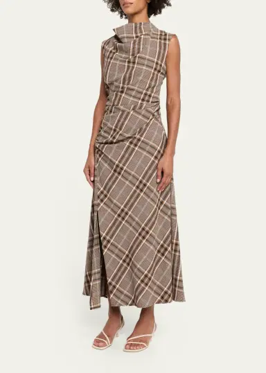 Simkhai Burke Plaid Cowl-Neck Maxi Dress | Thumbnail 4