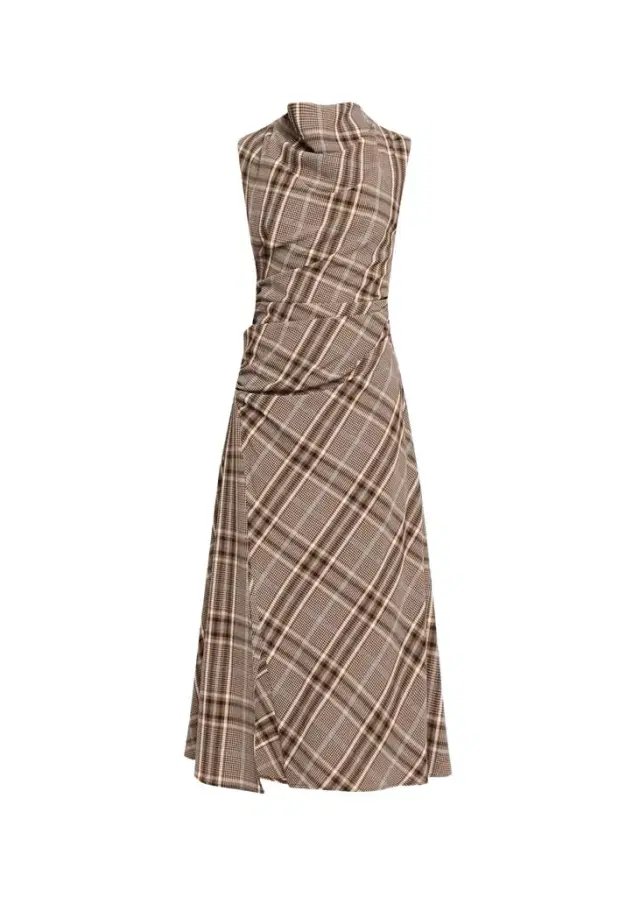 Simkhai Burke Plaid Cowl-Neck Maxi Dress