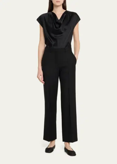 Vince Cowl-Neck Cap-Sleeve Satin Blouse | Thumbnail 2