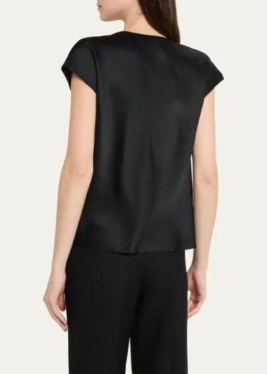 Vince Cowl-Neck Cap-Sleeve Satin Blouse | Thumbnail 3
