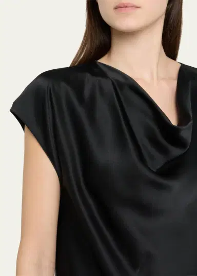 Vince Cowl-Neck Cap-Sleeve Satin Blouse | Thumbnail 5