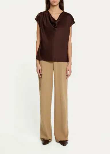 Vince Cowl-Neck Cap-Sleeve Satin Blouse | Thumbnail 6