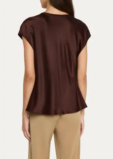 Vince Cowl-Neck Cap-Sleeve Satin Blouse | Thumbnail 7