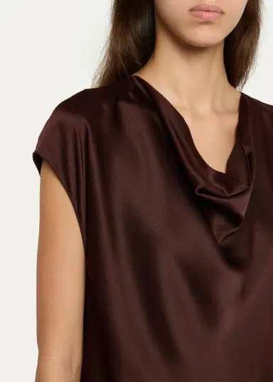 Vince Cowl-Neck Cap-Sleeve Satin Blouse | Thumbnail 9