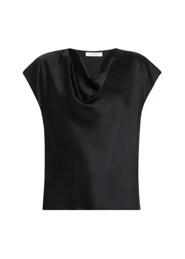Vince Cowl-Neck Cap-Sleeve Satin Blouse