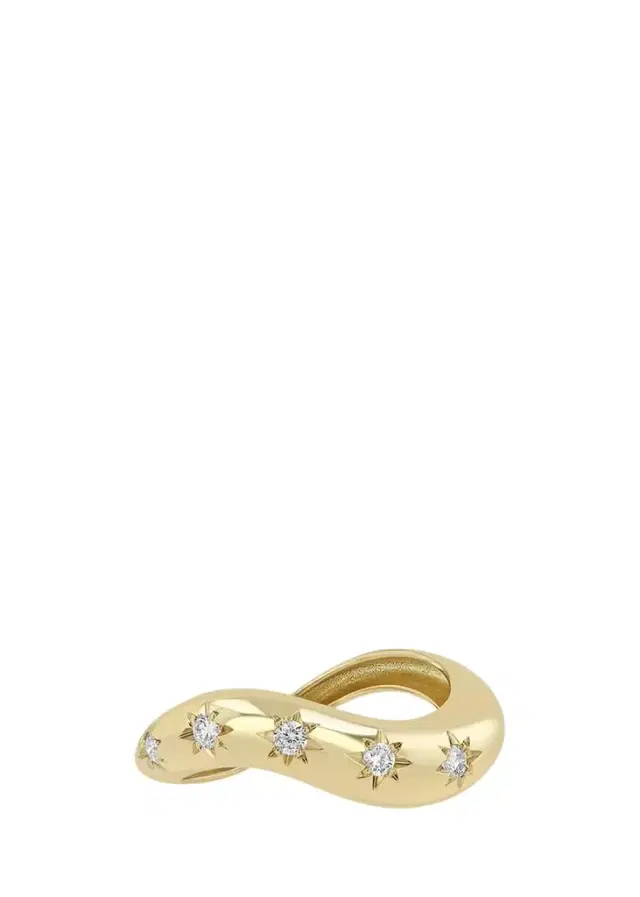 Zoë Chicco 14K Wave Ring with Prong-Set Diamonds