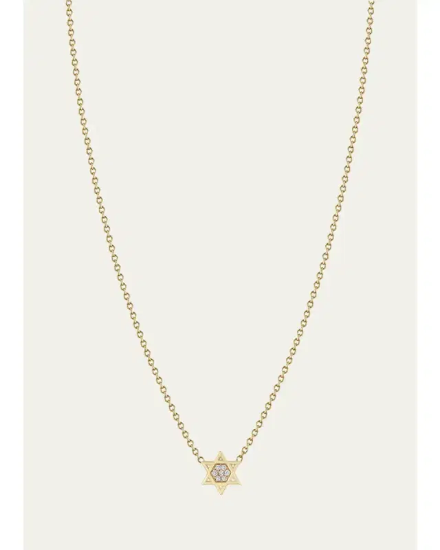 14K Midi Bitty Pave Diamond Star of David Necklace 14K Midi Bitty Pave Diamond Star of David Necklace