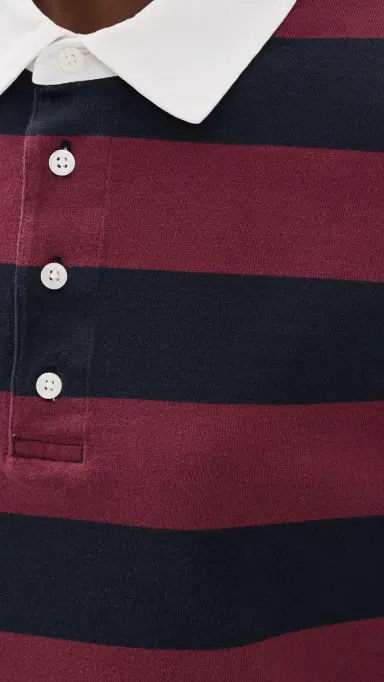 GOOD AMERICAN The Cropped Rugby Polo Navy Berry Noir Block tripe | Thumbnail 6