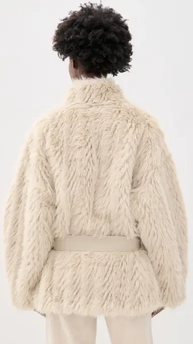 Source Unknown Ilaria Faux Fur Coat Beige M/L | Thumbnail 3