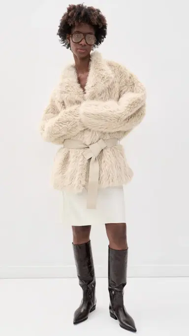 Source Unknown Ilaria Faux Fur Coat Beige M/L | Thumbnail 6