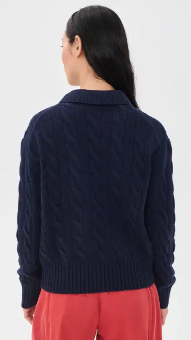 Polo Ralph Lauren Collared Cable Knit Sweater Hunter Navy | Thumbnail 3