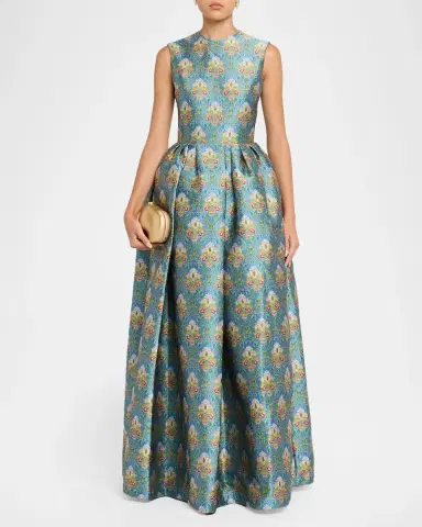 Reem Acra Sleeveless Metallic Brocade Ball Gown | Thumbnail 2 Reem Acra Sleeveless Metallic Brocade Ball Gown | Thumbnail 2