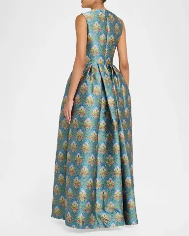 Reem Acra Sleeveless Metallic Brocade Ball Gown | Thumbnail 3 Reem Acra Sleeveless Metallic Brocade Ball Gown | Thumbnail 3