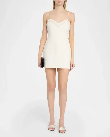 LoveShackFancy Sue Embellished Wool-Blend Mini Dress | Thumbnail 2