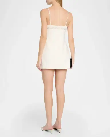 LoveShackFancy Sue Embellished Wool-Blend Mini Dress | Thumbnail 3