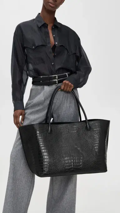 LIÉ STUDIO The Eva Weekend Tote Black Croc One Size | Thumbnail 3