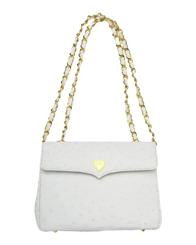 Lana Marks Medium Ostrich Leather Shoulder Bag