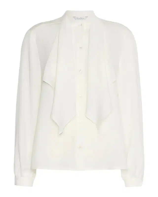 Max Mara Ruffled Neck-Scarf Silk Charmeuse Shirt