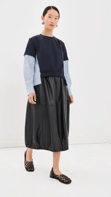3.1 Phillip Lim Stripe Poplin Combo Sweatshirt Midnight/Sky Multi M | Thumbnail 5