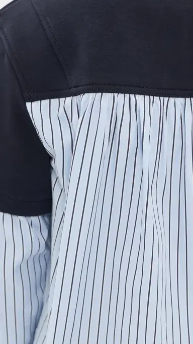 3.1 Phillip Lim Stripe Poplin Combo Sweatshirt Midnight/Sky Multi M | Thumbnail 6