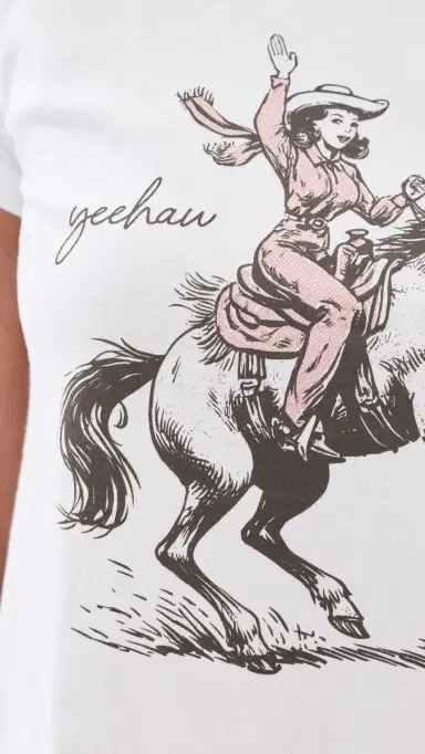 Sunny Somewhere Yeehaw Cowgirl Crew Tee White L | Thumbnail 6 Sunny Somewhere Yeehaw Cowgirl Crew Tee White L | Thumbnail 6