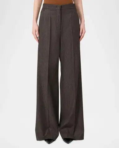 Max Mara Wool Twill Wide-Leg Trousers | Thumbnail 4 Max Mara Wool Twill Wide-Leg Trousers | Thumbnail 4