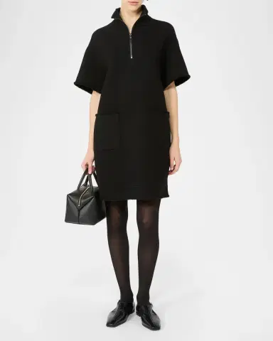 Max Mara Short-Sleeve Wool Zip Mini Dress | Thumbnail 2 Max Mara Short-Sleeve Wool Zip Mini Dress | Thumbnail 2