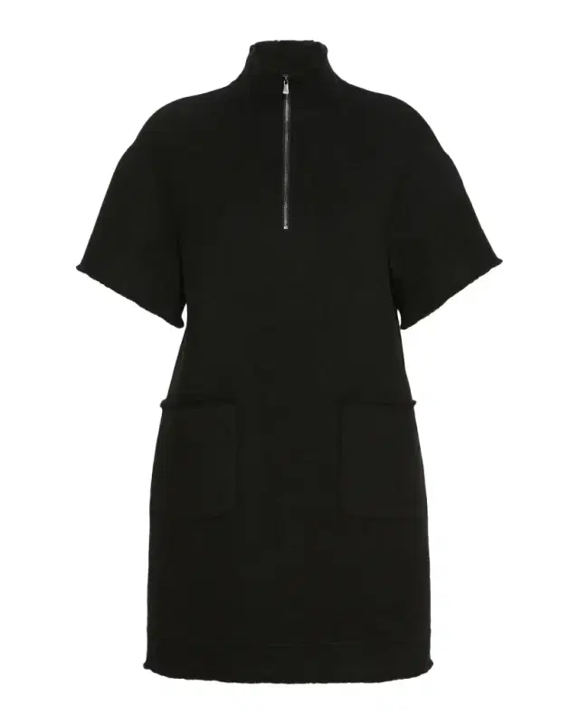 Max Mara Short-Sleeve Wool Zip Mini Dress