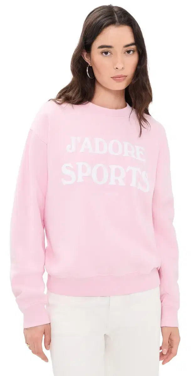 Sporty & Rich J'adore Flocked Crew Neck Sweatshirt Laffy White