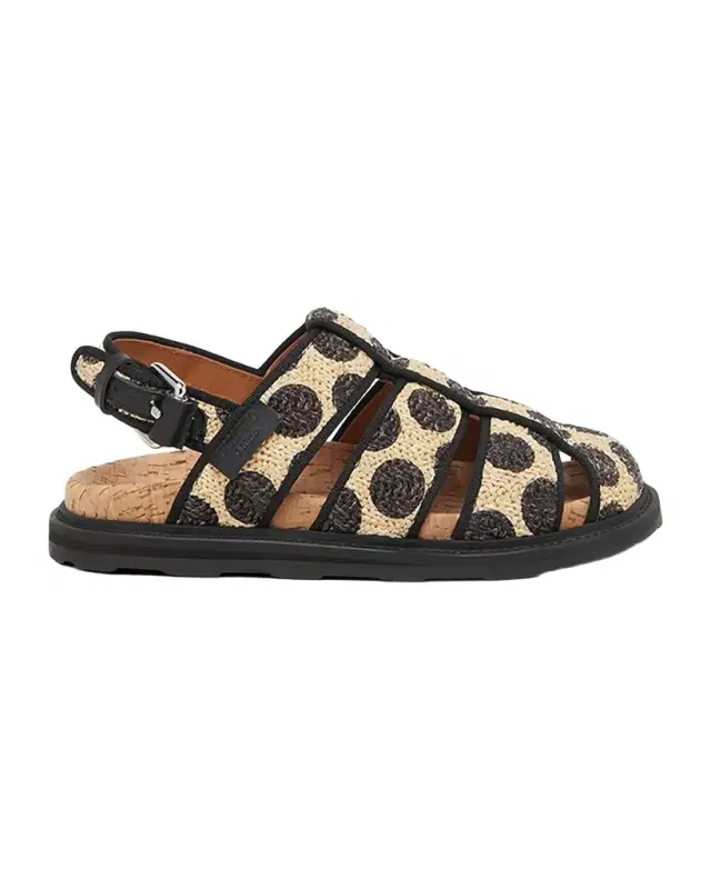 MOSCHINO Polka Dot Raffia Fisherman Sandals