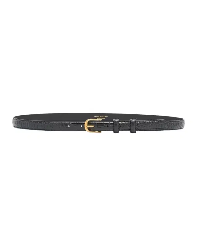 Nili Lotan Jane Croc Leather Thin Belt