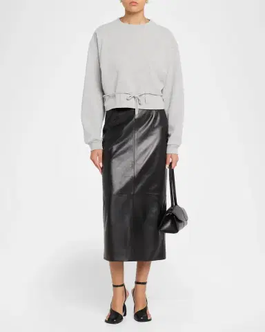 Dries Van Noten Belted Crop Crewneck Sweatshirt | Thumbnail 2