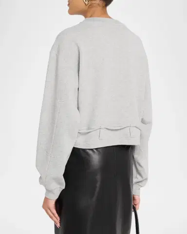 Dries Van Noten Belted Crop Crewneck Sweatshirt | Thumbnail 3