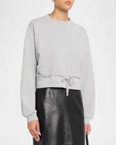 Dries Van Noten Belted Crop Crewneck Sweatshirt | Thumbnail 4