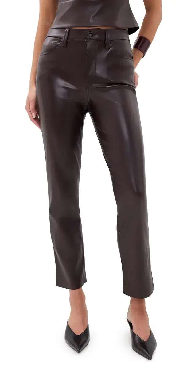 Joe's Jeans The Lyra Slim Ankle Vegan Leather Pants Cabernet