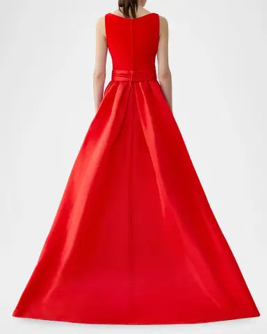 Carolina Herrera Sleeveless Boatneck Silk Overskirt Column Gown | Thumbnail 3
