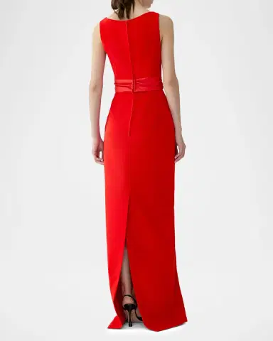 Carolina Herrera Sleeveless Boatneck Silk Overskirt Column Gown | Thumbnail 6