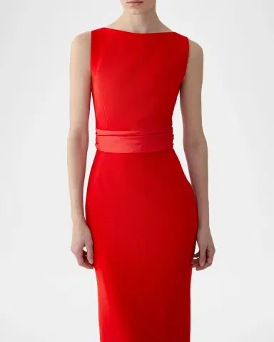 Carolina Herrera Sleeveless Boatneck Silk Overskirt Column Gown | Thumbnail 7