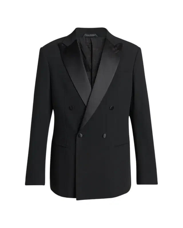 Giorgio Armani Men's Double Breasted Virgin Wool-blend Blazer