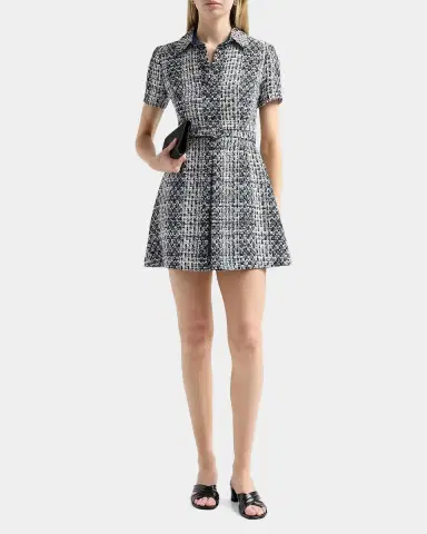 Oscar de la Renta Collared Tweed Mini Dress | Thumbnail 2