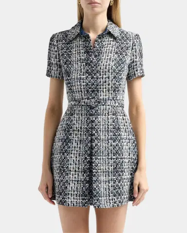 Oscar de la Renta Collared Tweed Mini Dress | Thumbnail 3