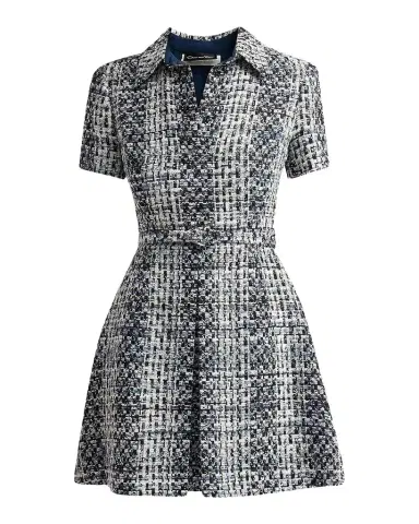 Oscar de la Renta Collared Tweed Mini Dress | Thumbnail 1