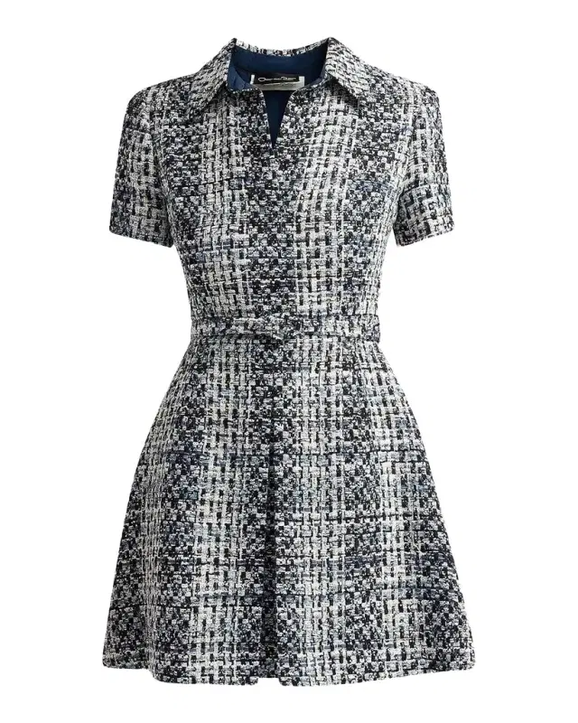 Oscar de la Renta Collared Tweed Mini Dress