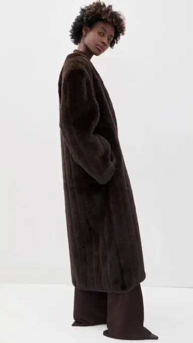 Source Unknown Dhanila Faux Fur Coat Brown M/L | Thumbnail 4