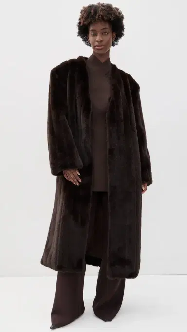 Source Unknown Dhanila Faux Fur Coat Brown M/L | Thumbnail 5