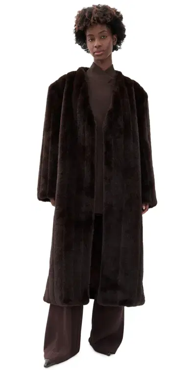Source Unknown Dhanila Faux Fur Coat Brown M/L | Thumbnail 1