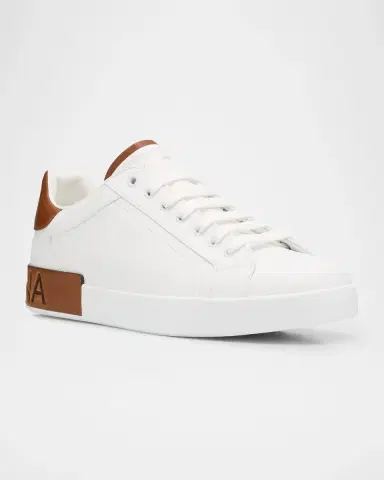 Dolce & Gabbana Men's Portofino Calfskin Low-Top Sneakers | Thumbnail 3